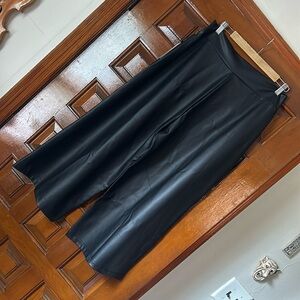Stretch Faux Leather Wide Crop Pants